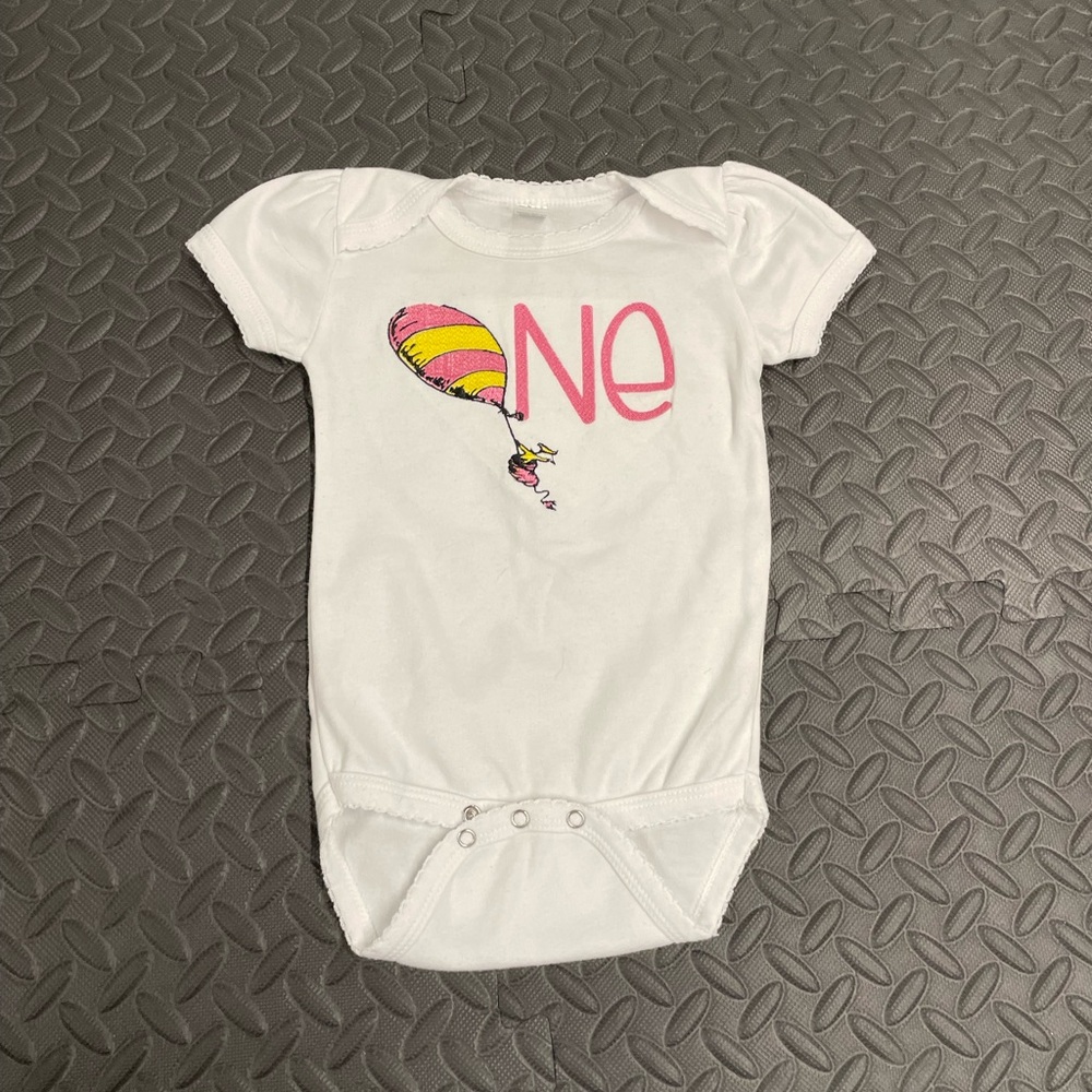 Dr Seuss Oh the Places You’ll Go Embroidered First Birthday Bodysuit